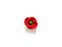 floreal red poppy brooch with three petals handsewn
