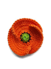 Épingle Coquelicot Orange Fait Main – Boutonnière Florale au Crochet