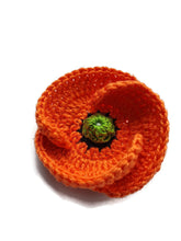Épingle Coquelicot Orange Fait Main – Boutonnière Florale au Crochet