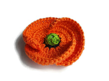 Épingle Coquelicot Orange Fait Main – Boutonnière Florale au Crochet