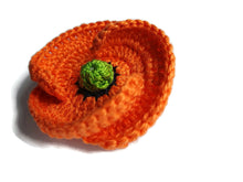 Épingle Coquelicot Orange Fait Main – Boutonnière Florale au Crochet