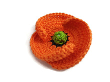 Épingle Coquelicot Orange Fait Main – Boutonnière Florale au Crochet