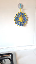 Blue and Yellow Crochet Flower Pot Holder - Cotton Trivet