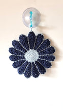 Blaues und hellblaues gehäkeltes Blumen-Topflappen-Set aus Baumwolle