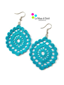 sea inspired turquoise crocheted handmade drop earrings for her
