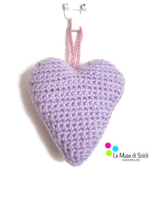 lilac crochet heart bedroom decoration