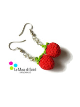 Tomato Drop Earrings Red Amigurumi Handmade Crochet Vegetable Food Jewelry