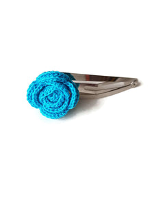 Turquoise rose hair clip accessory azure barrette