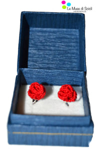 Red rose stud earrings