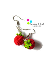 Tomato Drop Earrings Red Amigurumi Handmade Crochet Vegetable Food Jewelry