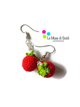 Pendientes colgantes de tomate rojo Amigurumi hecho a mano ganchillo joyería de comida vegetal