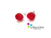 Red rose stud earrings