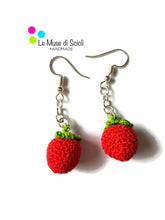 Tomato Drop Earrings Red Amigurumi Handmade Crochet Vegetable Food Jewelry