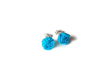 Turquoise rose stud earrings