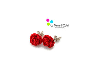 Red rose stud earrings