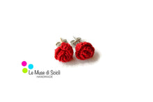 Red rose stud earrings