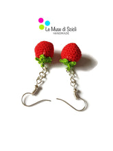 Tomato Drop Earrings Red Amigurumi Handmade Crochet Vegetable Food Jewelry