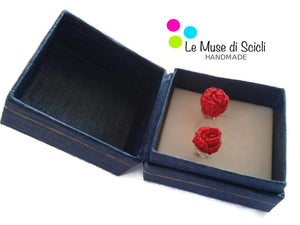 Red rose stud earrings