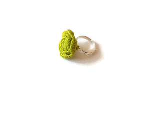 handmade crochet lime ring jewelry
