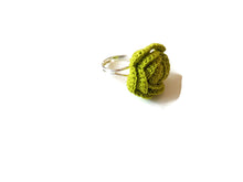 lime crochet rose ring resizable for her