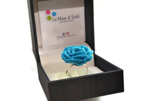 resizable handmade crocheted ring in a flower rose shape