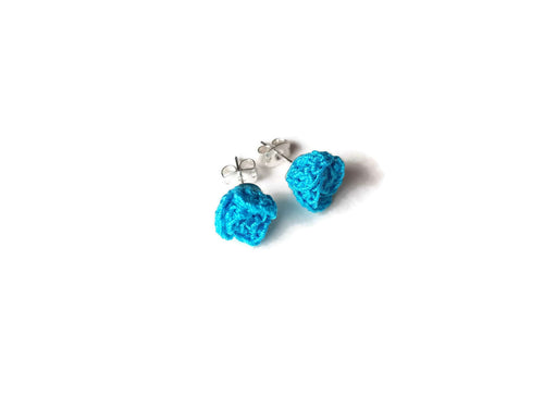 Boucles d'oreilles puces rose turquoise