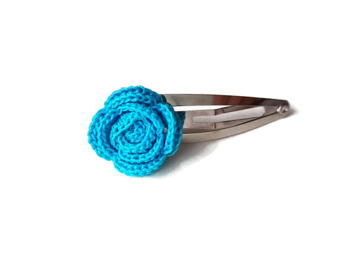 Turquoise rose hair clip accessory azure barrette