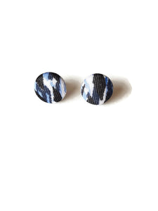 White tiger stud earrings buttons 