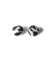 White tiger buttons stud earrings