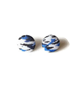 White tiger buttons stud earrings