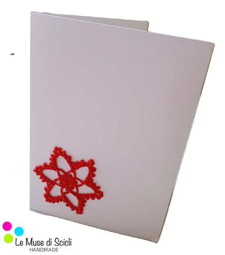 Greetings card A6 red lace star