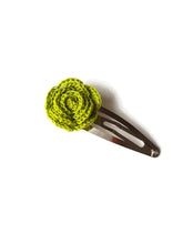 girls hair accessories crocheted in a lime green color