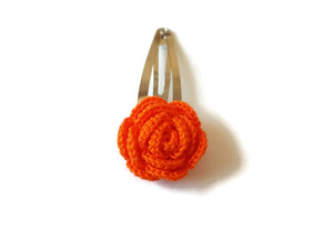 Orange gehäkelte Haarspange mit Blumenmuster für Mädchen aus Baumwolle
