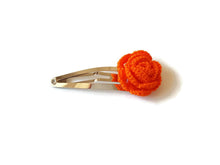 Orange crochet hair clip floral clip for baby girl in cotton