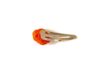 Fermaglio arancione per capelli all'uncinetto clip floreale per bambina in cotone