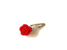 Red rose hair clips