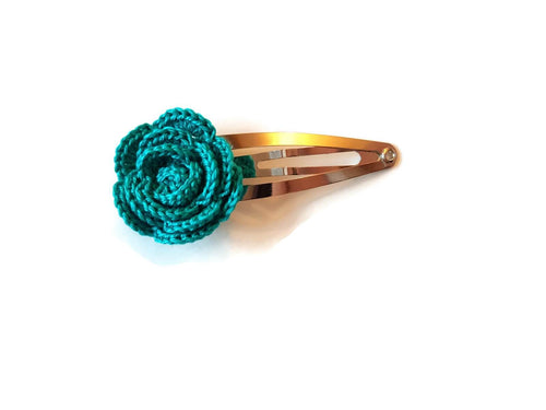 Emerald teal hair clip rose 