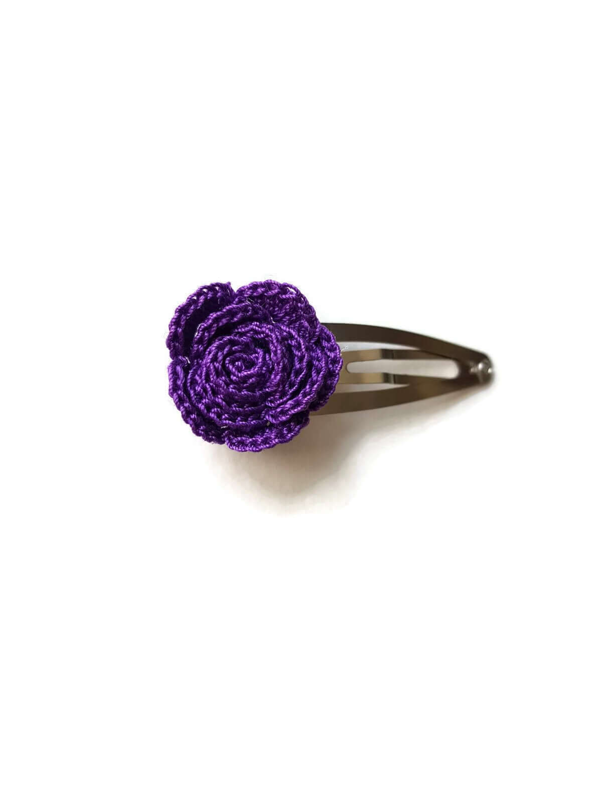 Purple hair clip rose handmade crochet flower pin accessory