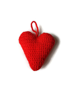 red stuffed hanging heart for you