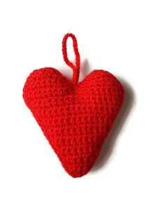 stuffed wool crocheted red heart 
