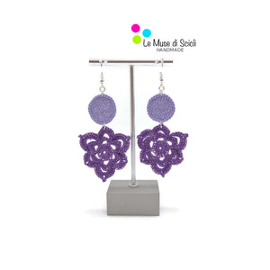 round and triangle purple and lilac drop earrings with stainless steel fishooks