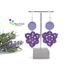 lavander earrings dangle drop earrings double colors double shapes