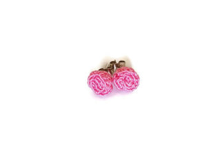 pink flower shape stud earrings for girls