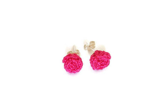 Fuchsia rose stud earrings  