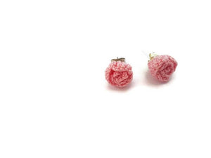 Pink rose stud earrings