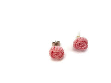 Orecchini dolci rose rosa confetto in cotone all'uncinetto