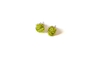 cute lime green small girly stud earrings