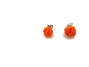 Orange rose stud earrings