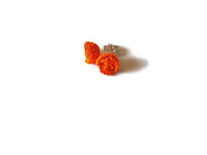 Orange rose stud earrings