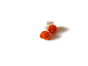 Orange rose stud earrings